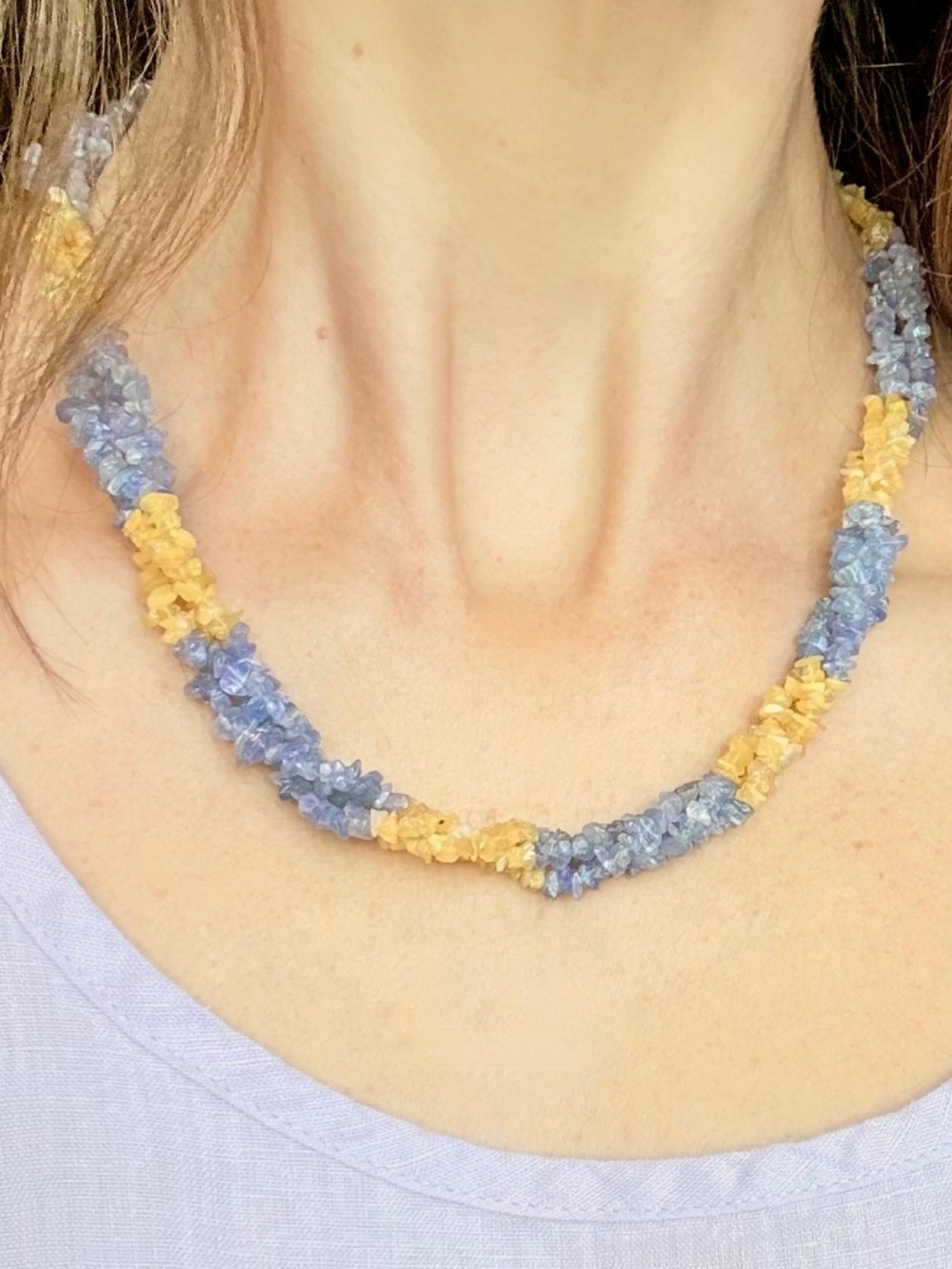 Vintage Tanzanite Opal Gemstone Necklace 3 Strand Sterling Silver Eclectic
